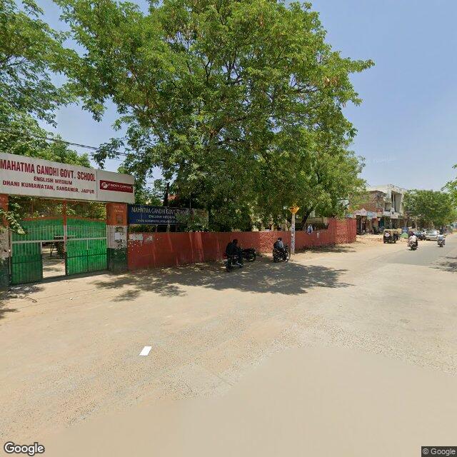 Along the street, away from the gate